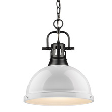  3602-L BLK-WH - Duncan 1 Light Pendant with Chain in Matte Black with a White Shade